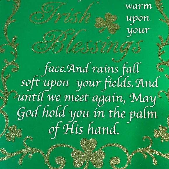Irish Blessing Cross Wall Door Sign Plaque St. Patricks Day Green Shamrock - Picture 4 of 10